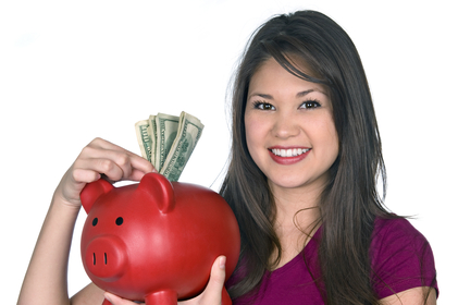 lady with piggy bank